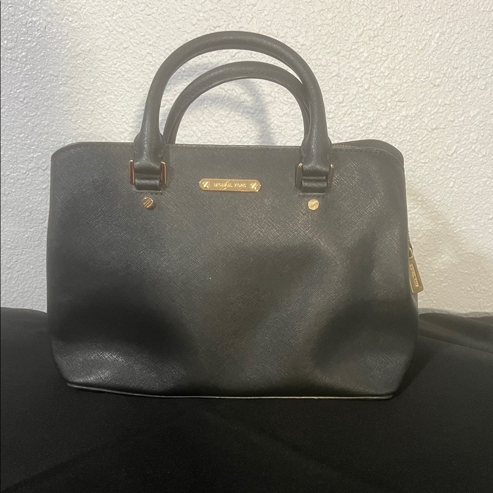 Michael Kors Black Satchel with Gold Accents
